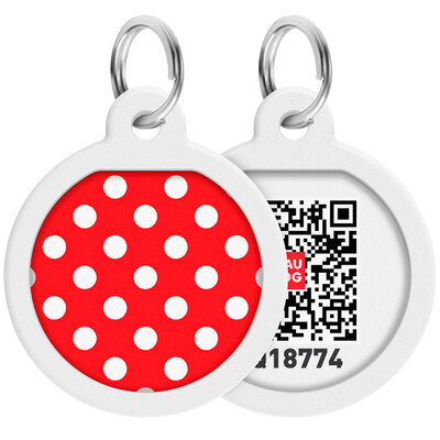WAUDOG Smart ID pet tag with QR passport, premium, "Polka dots" design, Ø 25 mm