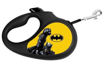 Retractable dog leash WAUDOG with pattern "Batman Yellow"