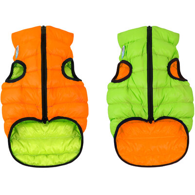 Reversible dog jacket AiryVest, orange-light green