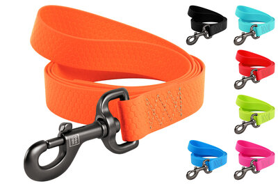 Leash WAUDOG WATERPROOF for dogs of medium and large breeds made from waterproof COLLARTEX material, durable aluminum alloy carabiner