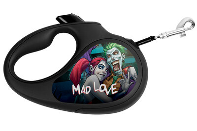 Retractable dog leash WAUDOG with pattern "Mad Love"