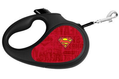 Retractable dog leash WAUDOG with pattern "Superman Logo Red"